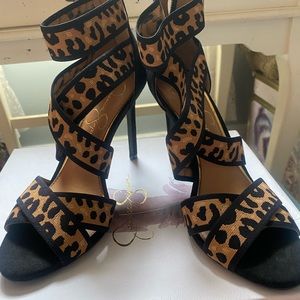 Jessica Simpson Black/Leopard Strappy High Heel